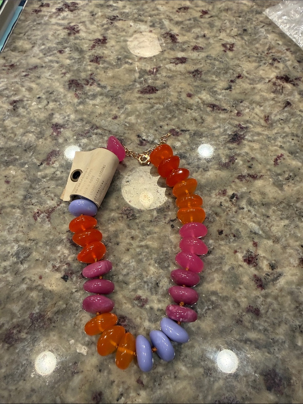 Anthropologie Pink, Orange & Lavender Chunky Bead Necklace